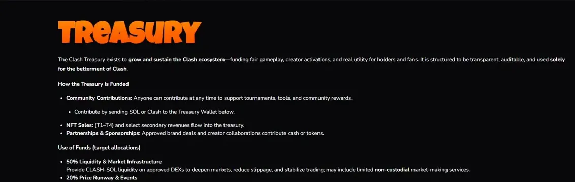 Clash treasury announcement screenshot with fundraising total