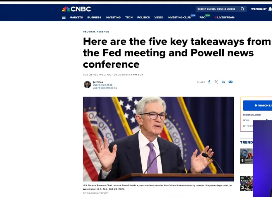 Powell speaking during the press conference